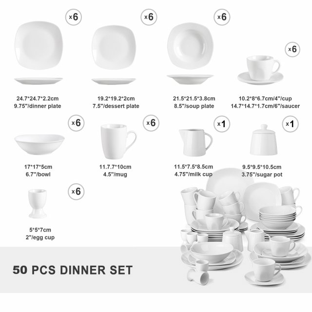 50-Piece Elegant Ceramic Tableware Set - Image 7