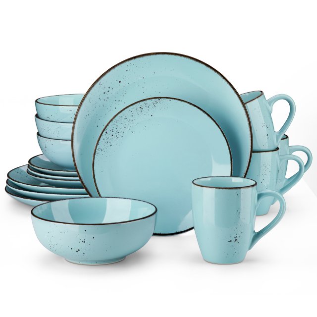 Vibrant 32-Piece Ceramic Stoneware Dinnerware Set – Ocean-Inspired Design - Image 6