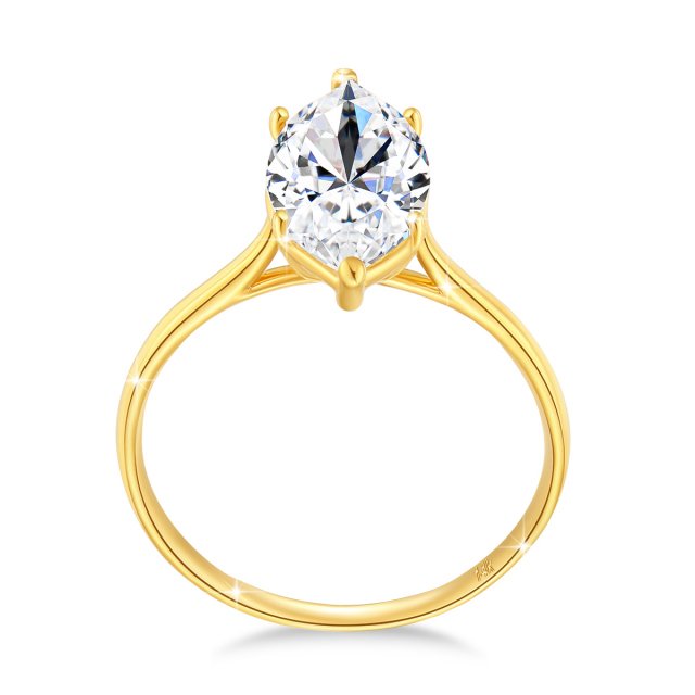 3ct Marquise Cut Moissanite Engagement Ring in Real 14K Yellow Gold with Certificate - Image 6
