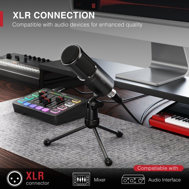 Professional XLR Dynamic Microphone with Cardioid Pickup for Studio & Streaming - Image 4