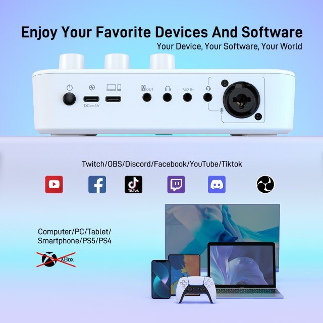 RGB Audio Mixer for Streaming, Gaming & Podcasts with XLR Interface, 4-Channel - Image 5
