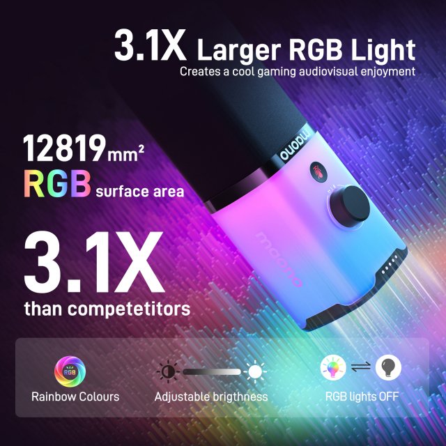 Dynamic USB/XLR Gaming Microphone with RGB, Mute, and Noise Reduction - Image 5