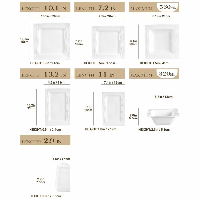 28-Piece Square Porcelain Dinnerware Set - Image 7