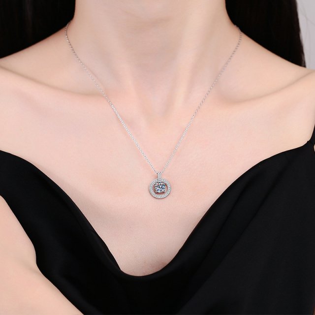 1CT D Color Moissanite Pendant Necklace in 925 Silver with Lock Chain for Women - Image 5