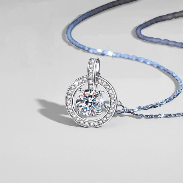 1CT D Color Moissanite Pendant Necklace in 925 Silver with Lock Chain for Women - Image 4