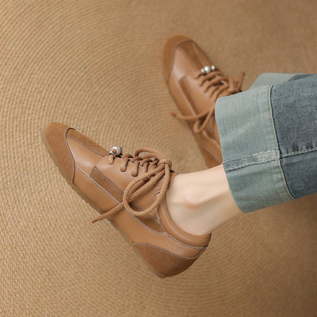 Women's Suede Leather Lace-Up Loafers - Image 5