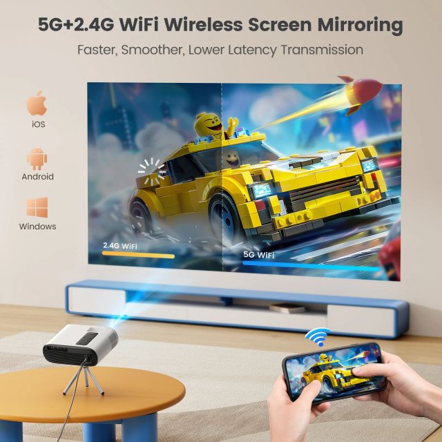 Mini HD Projector 1080P Support, 16000 Lumens, WiFi Bluetooth, Auto Keystone - Image 3