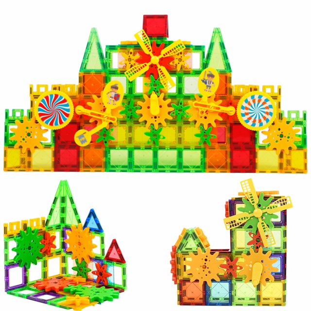 Magnetic Building Tiles Set with Gears - Image 3