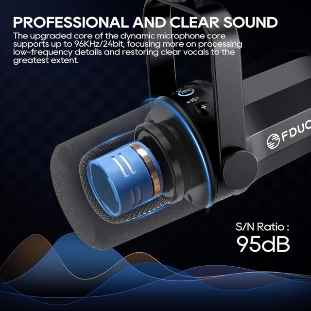 Professional USB/XLR Dynamic Microphone Kit with Arm Stand & Headset Output - Image 3
