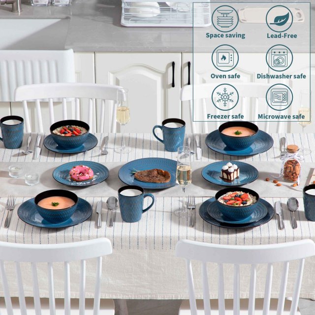 Vancasso Pluvo Embossed Stoneware Dinnerware Set - Image 3