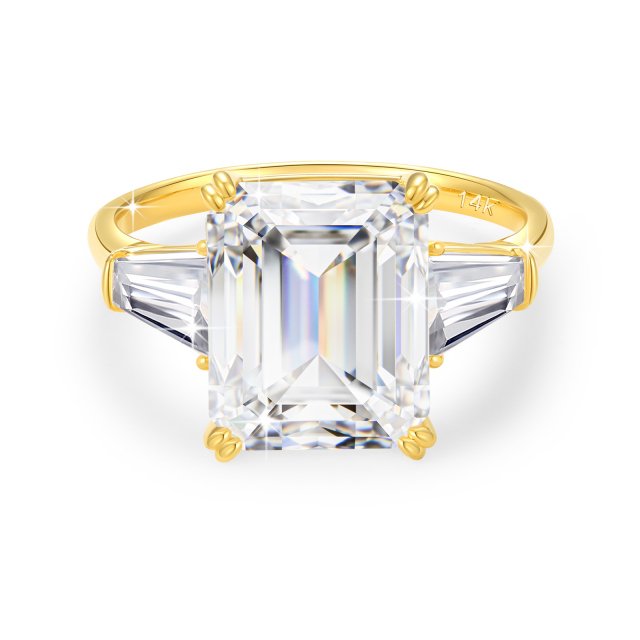 14K Gold Emerald Cut Moissanite Ring 4ct for Women Engagement Wedding Band - Image 6