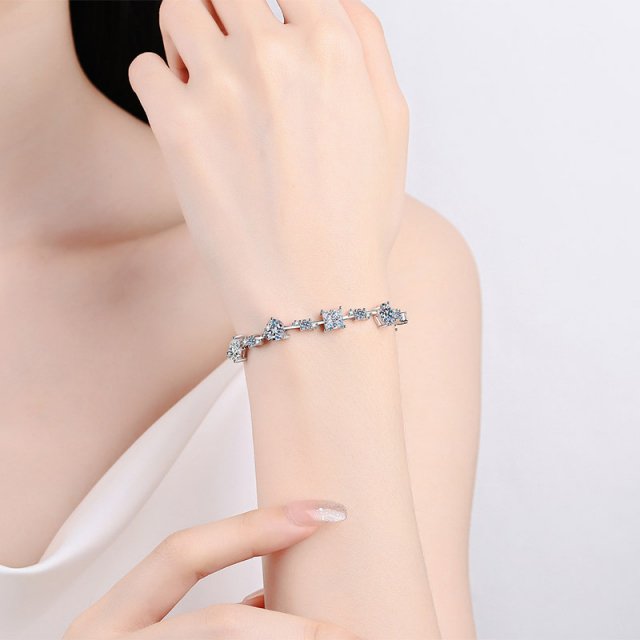 0.5CT Moissanite Sterling Silver Bracelet for Women, Irregular Shape, Gold Plated - Image 5