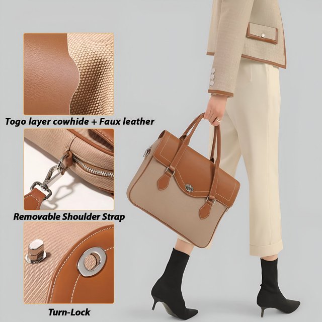 Elegant Women's Leather Tote Bag – 14 Inch Laptop Briefcase for Work & Daily Use - Image 4