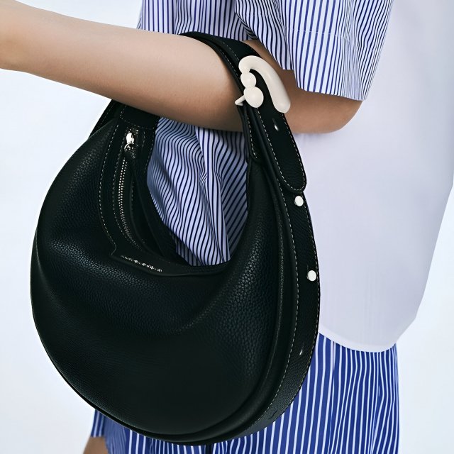 Chic Small Half Moon Leather Shoulder Bag - Image 4