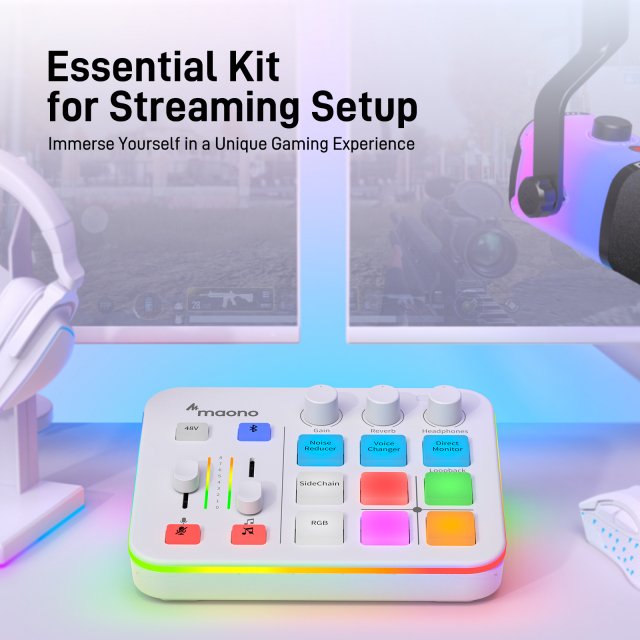 RGB Audio Mixer for Streaming, Gaming & Podcasts with XLR Interface, 4-Channel - Image 3