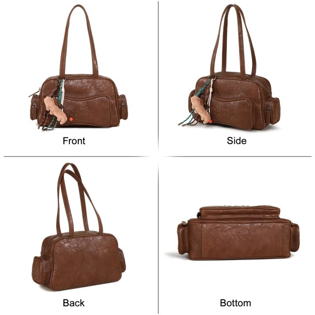Luxury Large Capacity Bowling Shoulder Bag with Sausage Dog Pendant - Image 5