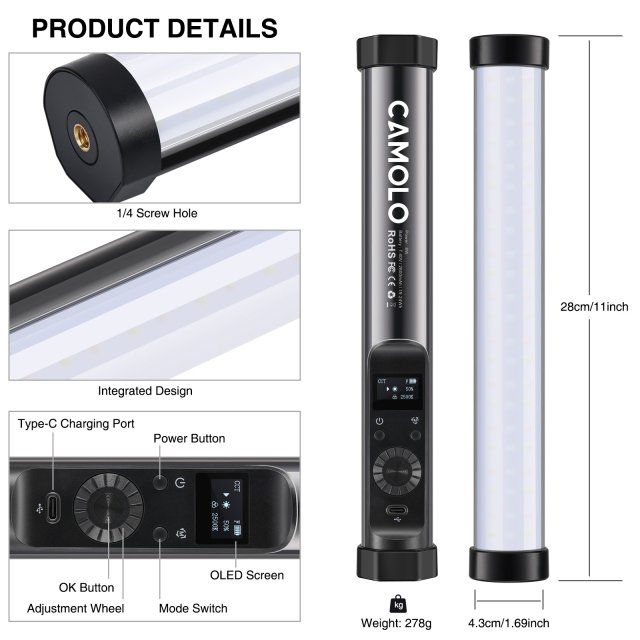RGB Handheld Light Wand with Magnetic Mount and App Control - Image 6