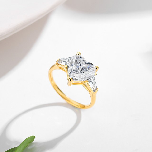14K Gold Heart Cut Moissanite Ring 3ct for Women Engagement Wedding Jewelry - Image 3
