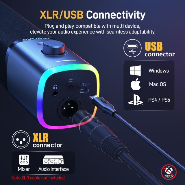 Dynamic USB-C & XLR Gaming Microphone with RGB and Noise Reduction - Image 5
