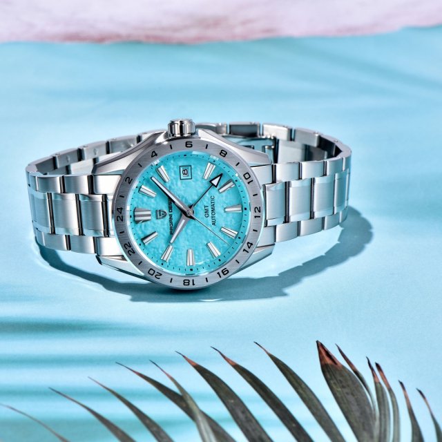 39mm Luxury Desert Texture GMT Automatic Watch with Sapphire Crystal & 10ATM - Image 4