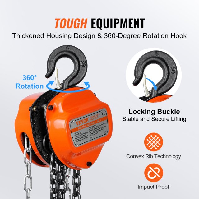 1T/2T Hand Chain Hoist with 360° Rotation Hook for Garage and Factory Lifting - Image 6