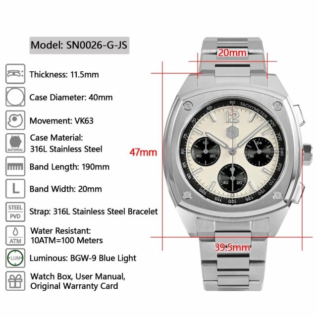 Men’s 39.5mm Luxury Chronograph Sport Watch - Image 8