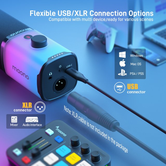 Dynamic USB/XLR Gaming Microphone with RGB, Mute, and Noise Reduction - Image 4