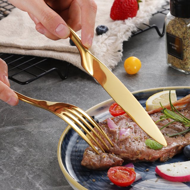 24-Piece Black Gold Silver Stainless Steel Flatware Set – Service for 6 - Image 4