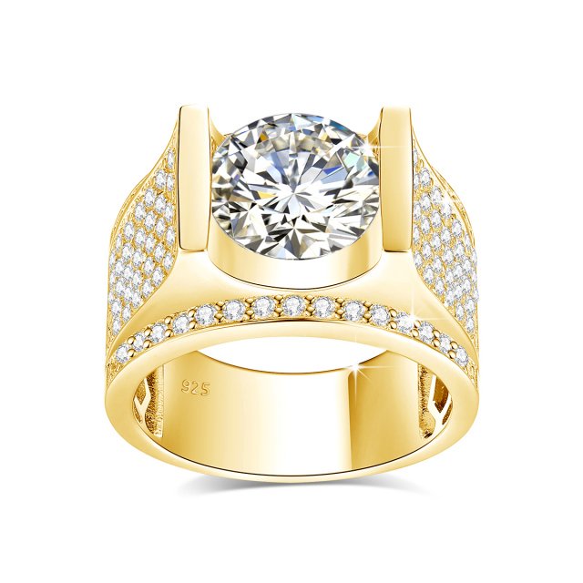 10mm 4ct Moissanite Men’s Gold Ring with Certificate – Chunky Hip Hop Wedding Jewelry - Image 5