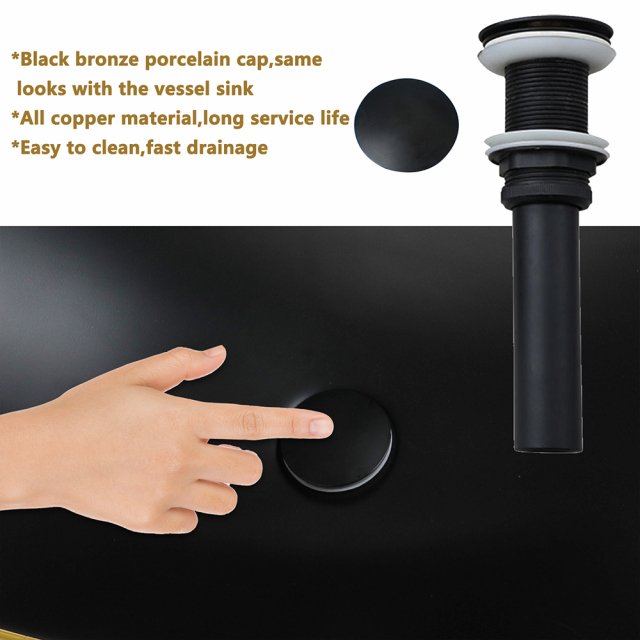 Oval Ceramic Bathroom Vessel Sink with Matte Black Waterfall Faucet and Pop-Up Drain - Image 5