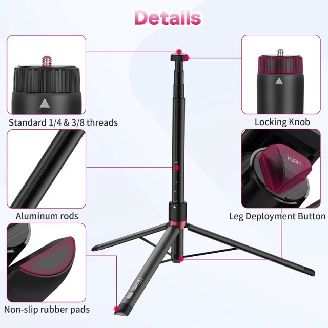 59" Portable Aluminum Tripod Stand - Image 5