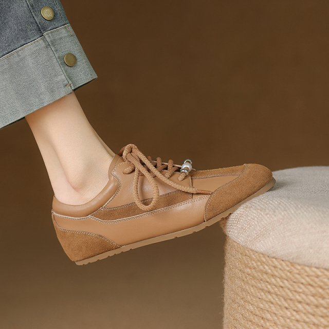 Women's Suede Leather Lace-Up Loafers - Image 4