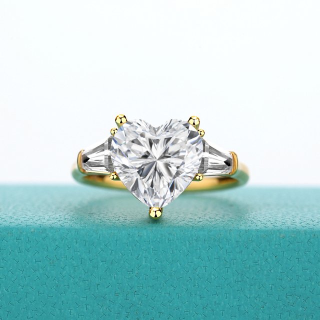 14K Gold Heart Cut Moissanite Ring 3ct for Women Engagement Wedding Jewelry - Image 4