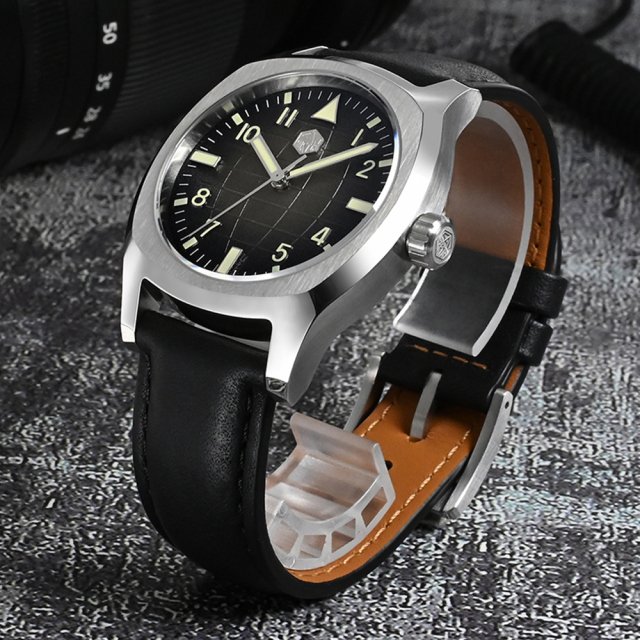 38mm Luxury Sport Automatic Watch with Oil Pressure Grid Dial - Image 4