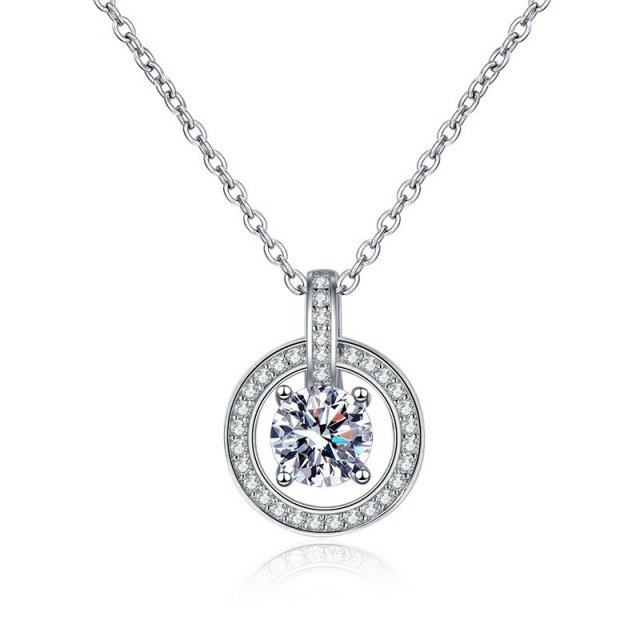 1CT D Color Moissanite Pendant Necklace in 925 Silver with Lock Chain for Women - Image 6