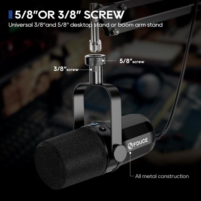 Professional USB/XLR Dynamic Microphone Kit with Arm Stand & Headset Output - Image 6