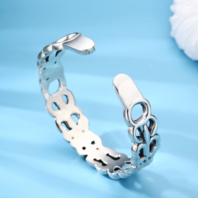 Sterling Silver Cuff Bracelet with Hollow Letter Design - Image 3