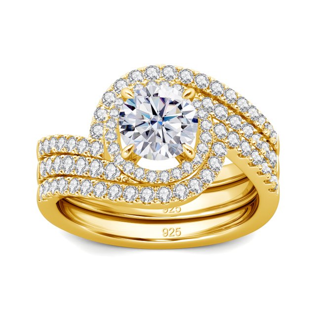 Elegant 2PCS Moissanite Engagement Ring Set - Image 5