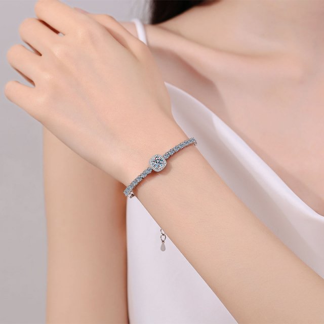 GBA Moissanite Enamelled Silver Bracelet - Image 3