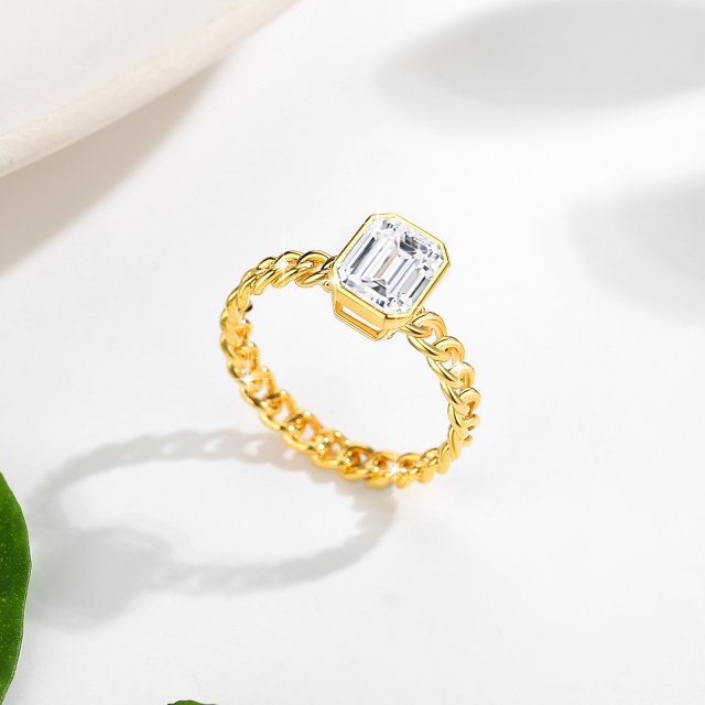 14K Gold Emerald Cut Moissanite Ring 2ct AU585 Luxury Wedding Jewelry for Women - Image 3