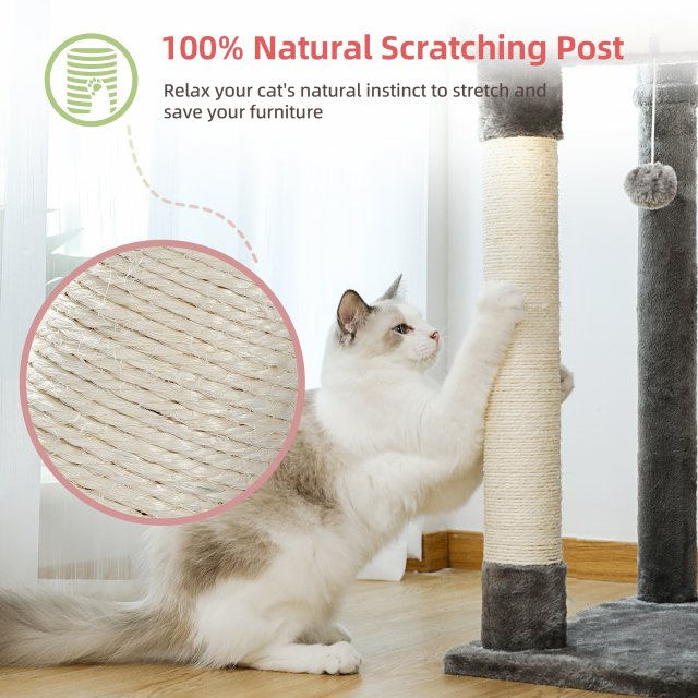 Floor to Ceiling Adjustable Cat Tree Tower with Hammock and Condo for Large Cats - Image 4