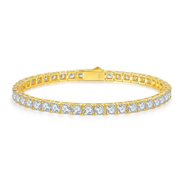 3mm Moissanite Tennis Bracelet for Women in 925 Sterling Silver with Gold Plating - Image 4