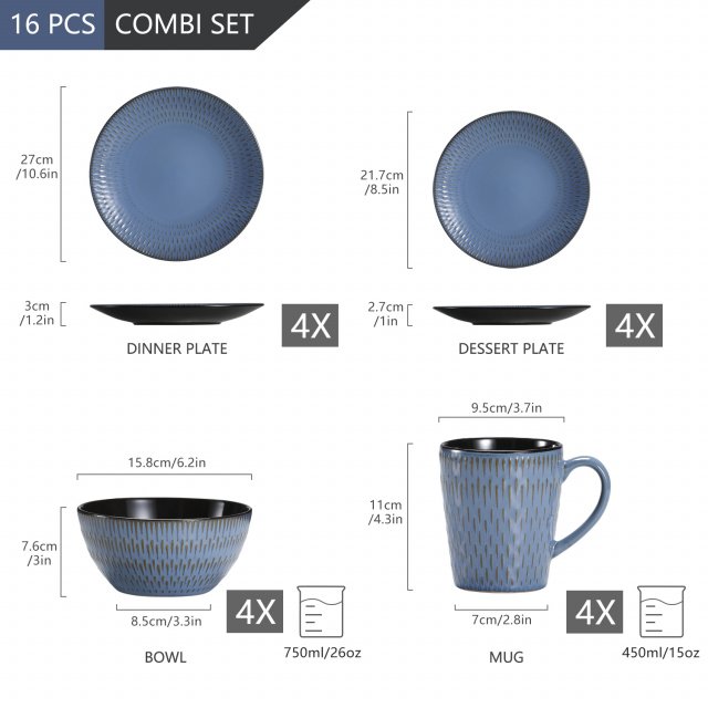 Vancasso Pluvo Embossed Stoneware Dinnerware Set - Image 8