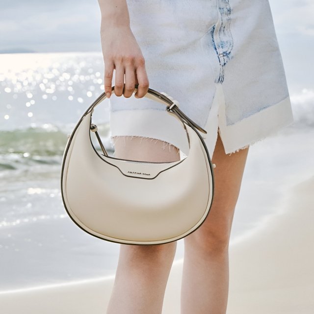 Chic Small Half Moon Leather Shoulder Bag - Image 3
