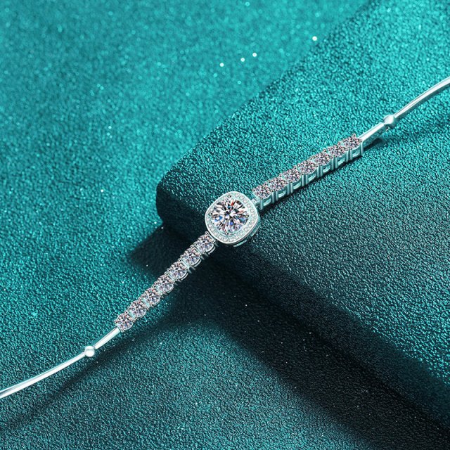 GBA Moissanite Enamelled Silver Bracelet - Image 5