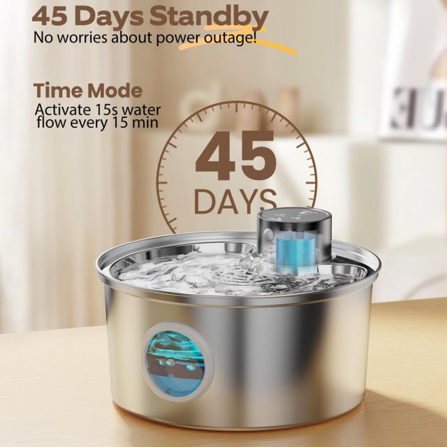 3L Wireless Stainless Steel Pet Water Fountain – Battery Powered & Ultra Quiet - Image 4