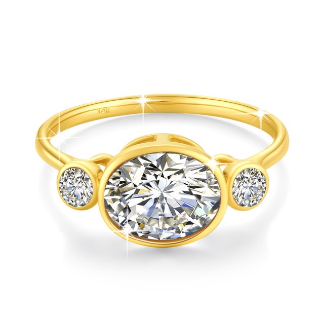 Oval Cut Moissanite Ring 2ct 14K Real Gold Wedding Jewelry for Women - Image 5