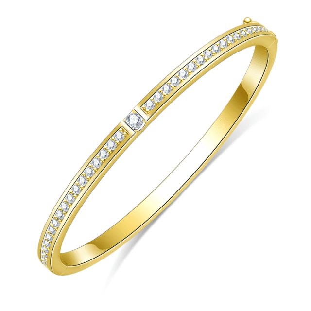 3mm Moissanite Tennis Bracelet for Women in 925 Sterling Silver with Gold Finish - Image 6