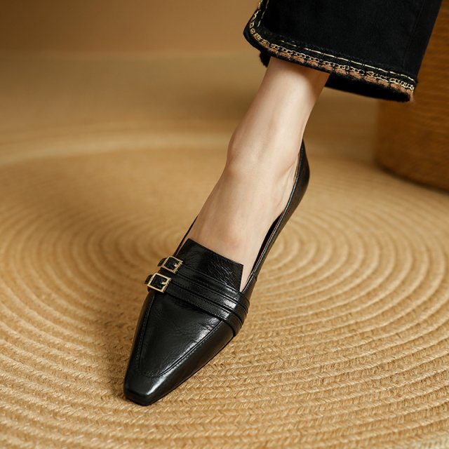 2025 Spring Elegant Women’s Square Toe Oxford Heels – Genuine Leather Pumps - Image 3