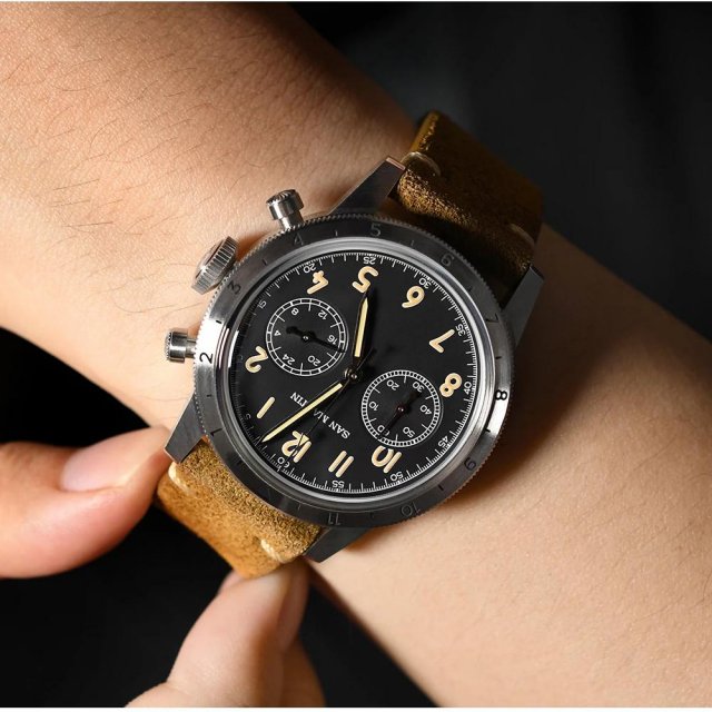 Retro Pilot Chronograph Quartz Watch - Image 5